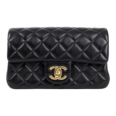 香奈兒 CHANEL Coco 20  肩背 斜背 經典口蓋包  晶片款 黑金羊雙C調節扣COCO20 原廠盒子/防塵袋