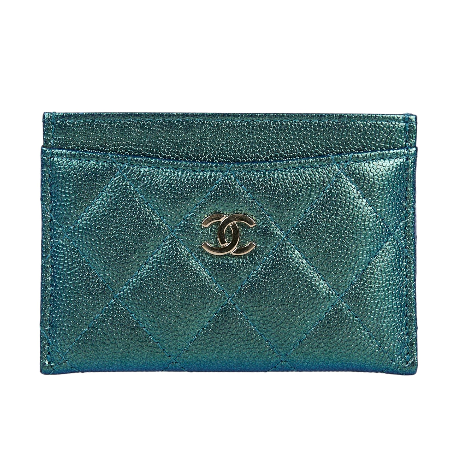 香奈兒 CHANEL CC LOGO 經典卡片夾 AP0213 31開珠光藍卡夾 原廠盒子/防塵袋/保證卡