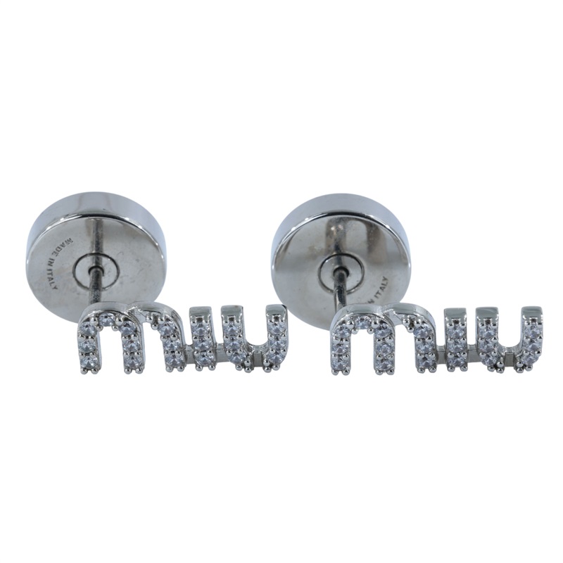 繆繆 MIU MIU 水晶 耳釘 5IO059_2DNC 銀水鑽耳環 原廠盒子/防塵袋
