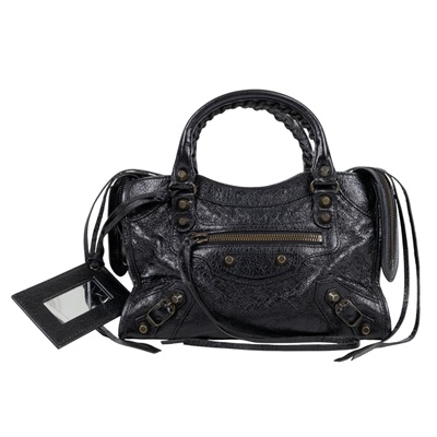 巴黎世家 BALENCIAGA Mini City 機車包 300295D94JN 黑CITY MINI 防塵袋/鏡子