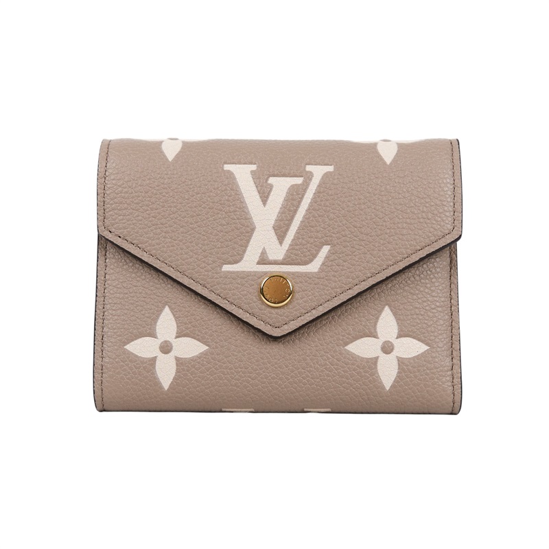 路易威登 LOUIS VUITTON Victorine 錢包 壓花牛皮 灰色奶油色 M81861 晶片款  原廠盒子/防塵袋