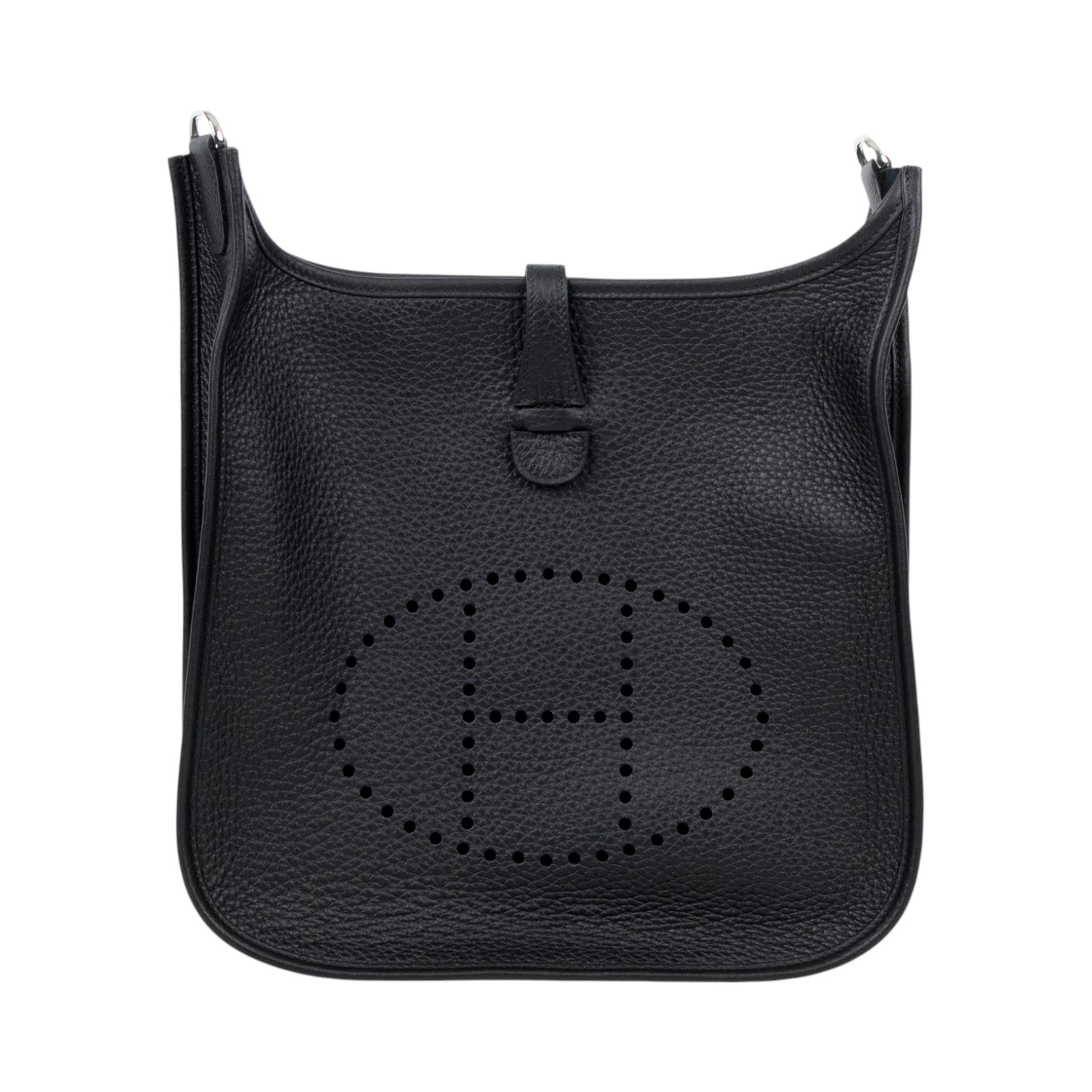 愛馬仕 Hermes Evelyne Bag 伊芙琳包 29 馬蹄型 銀色五金 黑色 H056277CK89 /  原廠盒子/防塵袋/購買證明影本