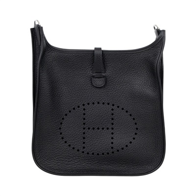 愛馬仕 Hermes Evelyne Bag 伊芙琳包 29 馬蹄型 銀色五金 黑色 H056277CK89 /  原廠盒子/防塵袋/購買證明影本