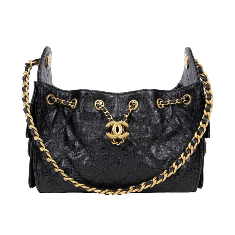 香奈兒 CHANEL 25 迷你包 AS5631 晶片款 黑荔枝金釦25包 MINI HOBO 無附屬品