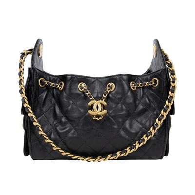 香奈兒 CHANEL 25 迷你包 AS5631 晶片款 黑荔枝金釦25包 MINI HOBO 無附屬品