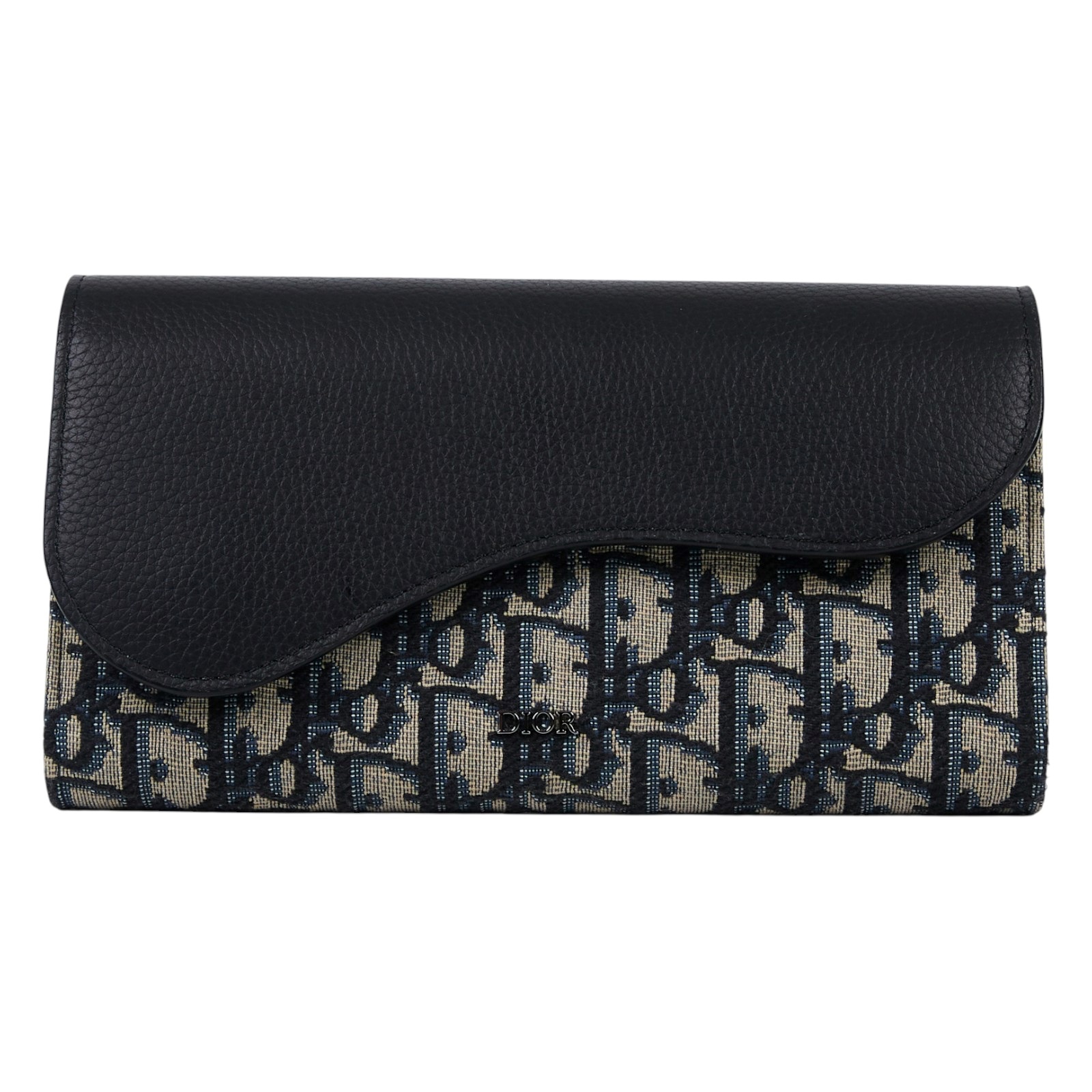 迪奧 CHRISTIAN DIOR Saddle 長夾 錢包 2ADBC321YKS 緹花搭配黑色粒面小牛皮Saddle長夾 原廠盒子/防塵袋/購買證明
