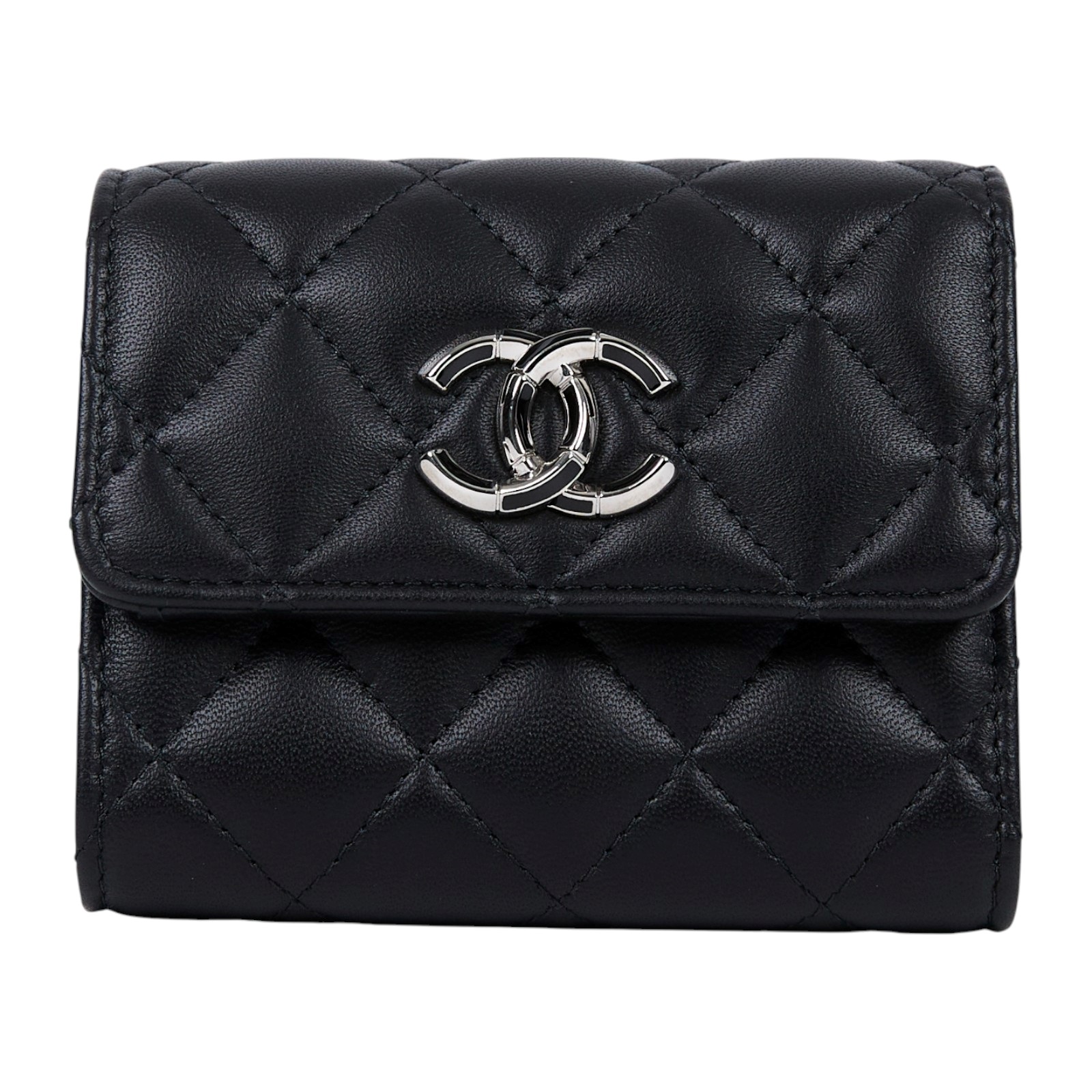 香奈兒 CHANEL CC 錢包 三折 短夾 AP2962 晶片款 黑羊銀雙C短夾 原廠盒子/防塵袋