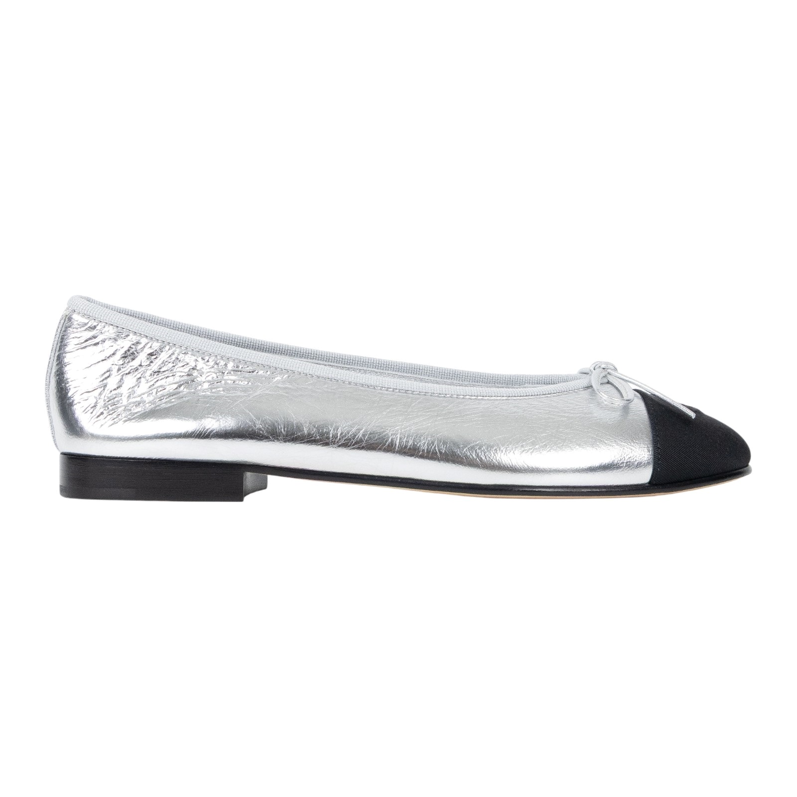 香奈兒 CHANEL 娃娃鞋 平底鞋 G02819_38 銀色芭蕾舞鞋 原廠盒子/防塵袋