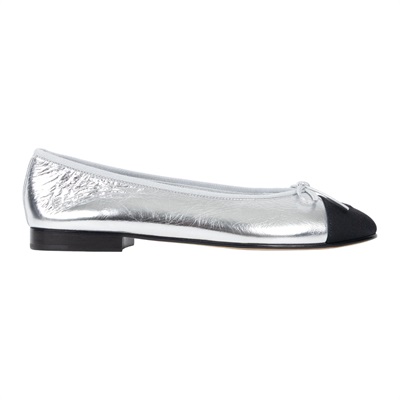 香奈兒 CHANEL 娃娃鞋 平底鞋 G02819_38 銀色芭蕾舞鞋 原廠盒子/防塵袋