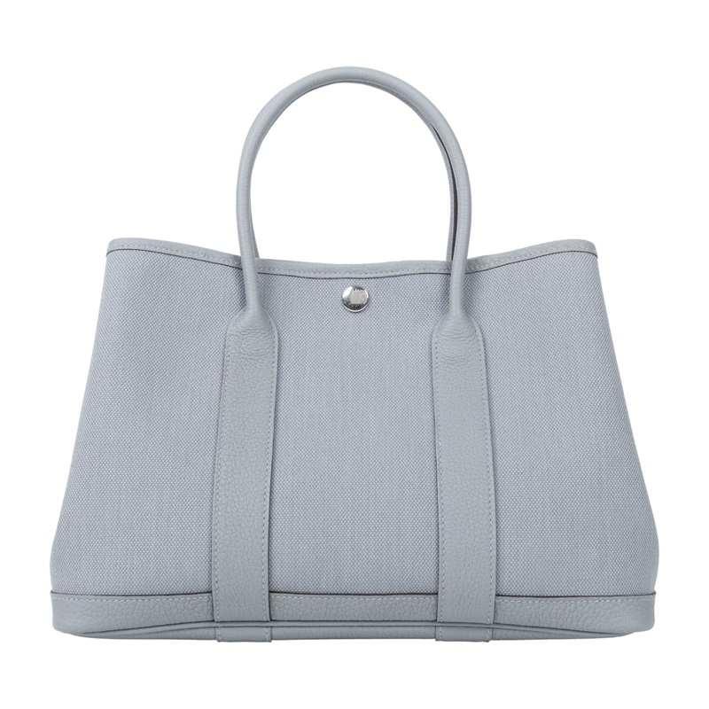 愛馬仕 Hermes Garden Party 花園派對包 30 銀色五金 木偶灰 H069573CKDG / K刻木偶灰帆布GP30 原廠盒子/防塵袋