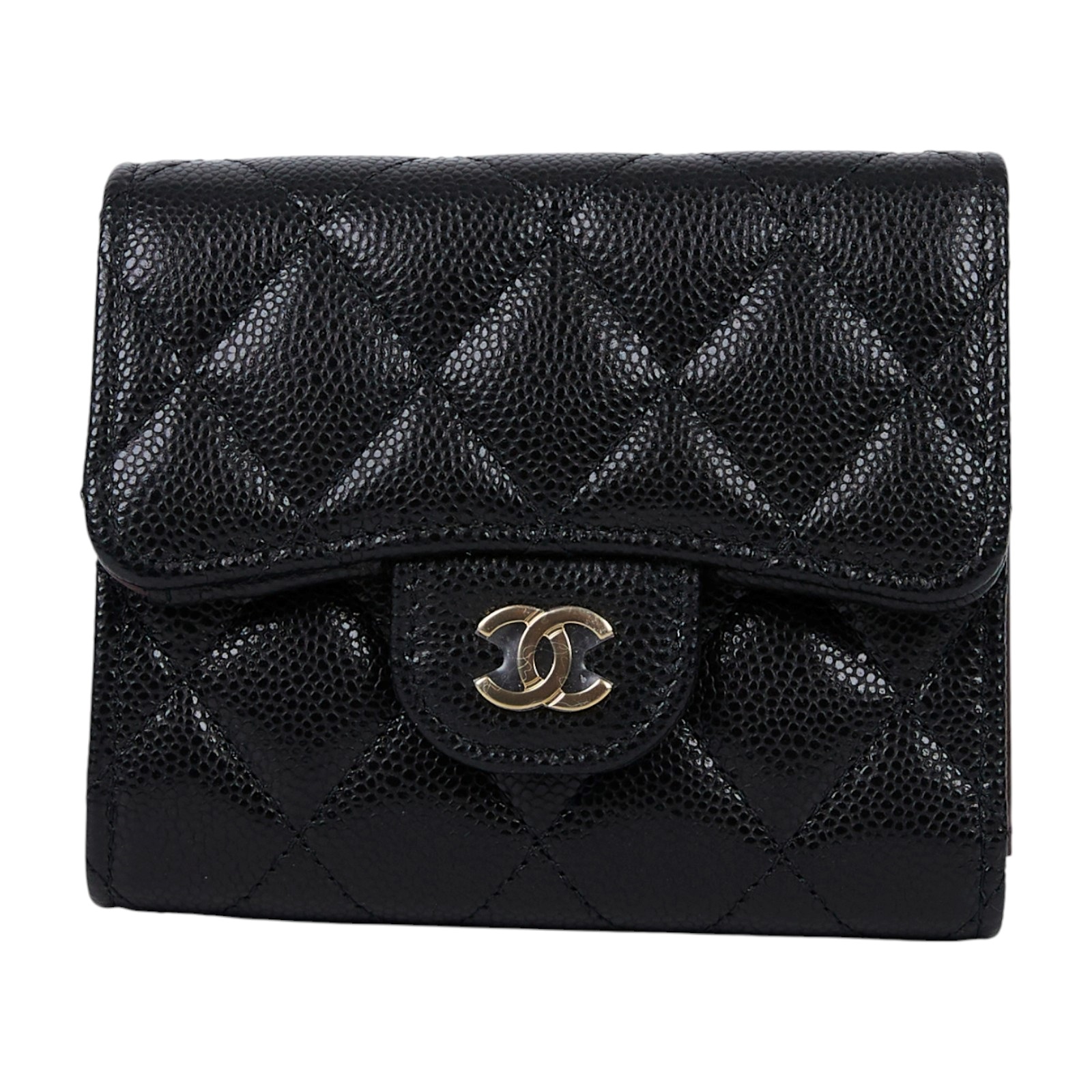 香奈兒 CHANEL CC 錢包 三折 短夾  AP0229 B10583 晶片款 黑荔枝SMALL三折短夾 原廠盒子/防塵袋/購買證明