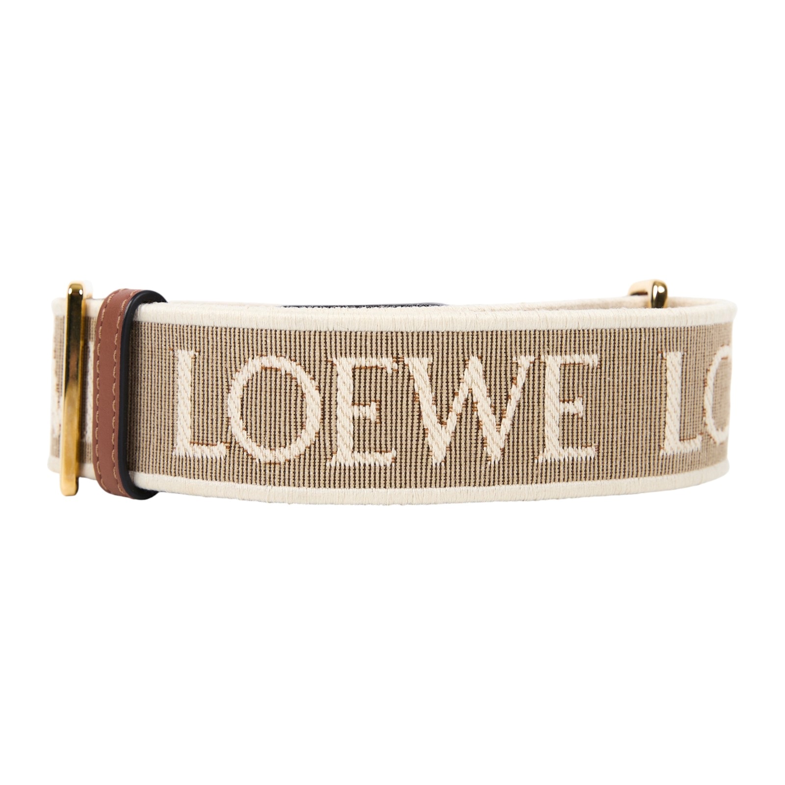 羅意威 LOEWE 緹花織 小牛皮 Anagram 肩帶 C073T87X01 卡其LOGO刺繡背帶 原廠盒子/防塵袋