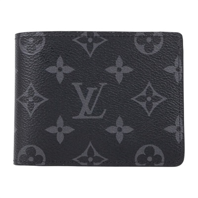 路易威登 LOUIS VUITTON Multiple Eclipse帆布 錢包 短夾 M61695 晶片款 黑原花二折短夾 原廠盒子/防塵袋/購買證明