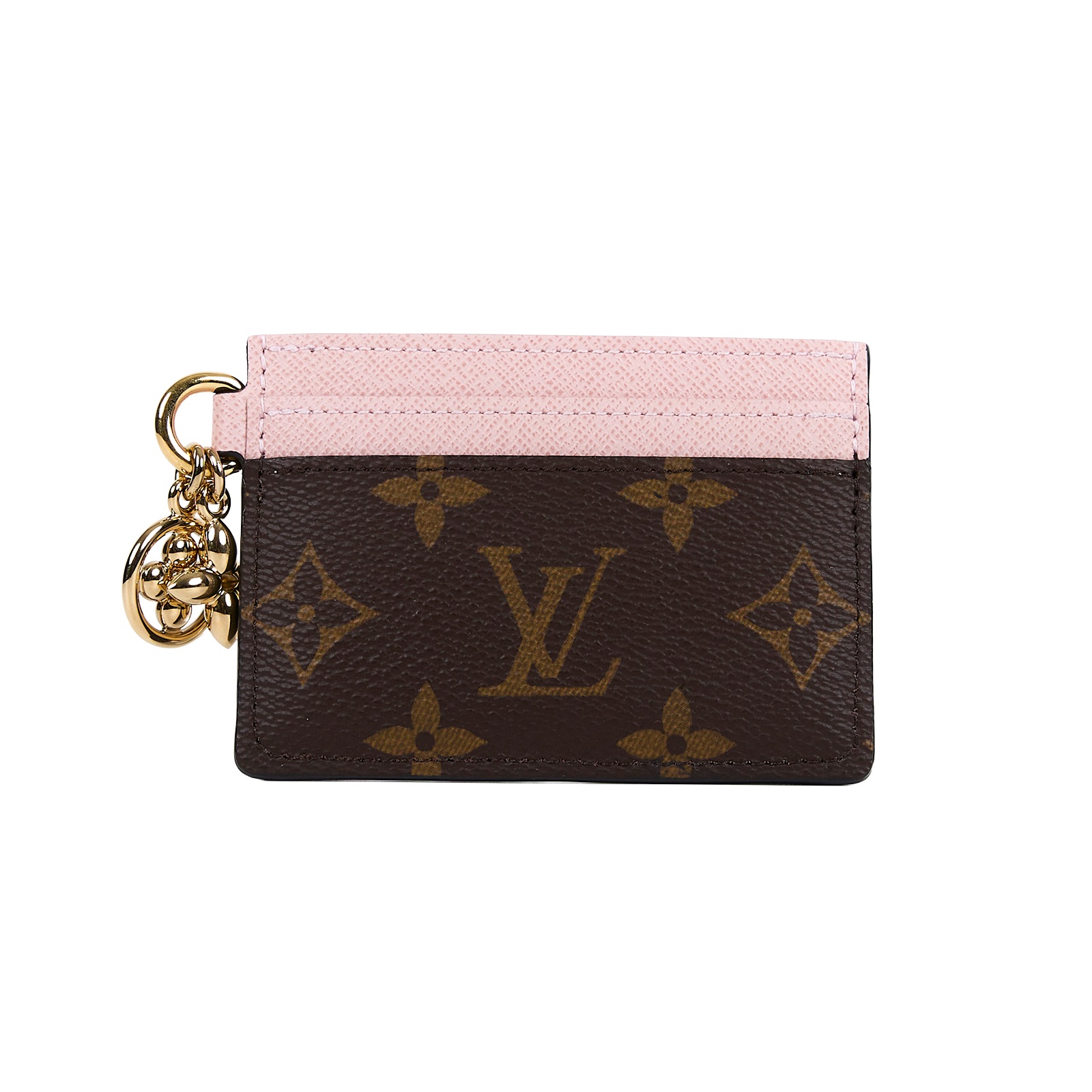 路易威登 LOUIS VUITTON LV Charms 名片夾 帆布 粉紅色 M82739 晶片款 棕原花拚粉Charms 名片夾 原廠盒子/防塵袋/購買證明