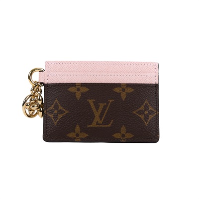 路易威登 LOUIS VUITTON LV Charms 名片夾 帆布 粉紅色 M82739 晶片款 棕原花拚粉Charms 名片夾 原廠盒子/防塵袋/購買證明