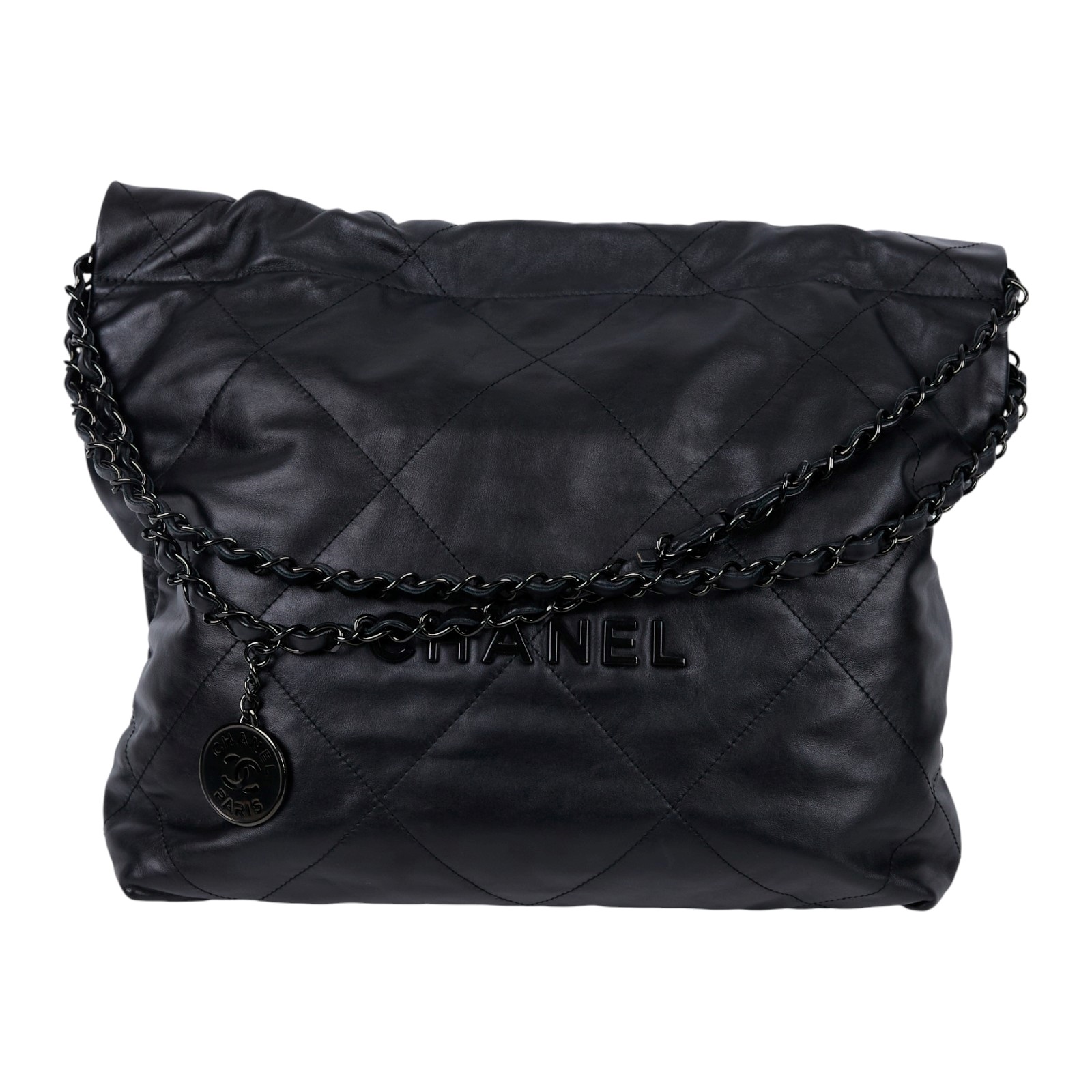 香奈兒 CHANEL 22 小型 束口包 AS3260 B09220 晶片款 黑SO BLACK 22包 小號 原廠盒子/防塵袋/購買證明/內袋