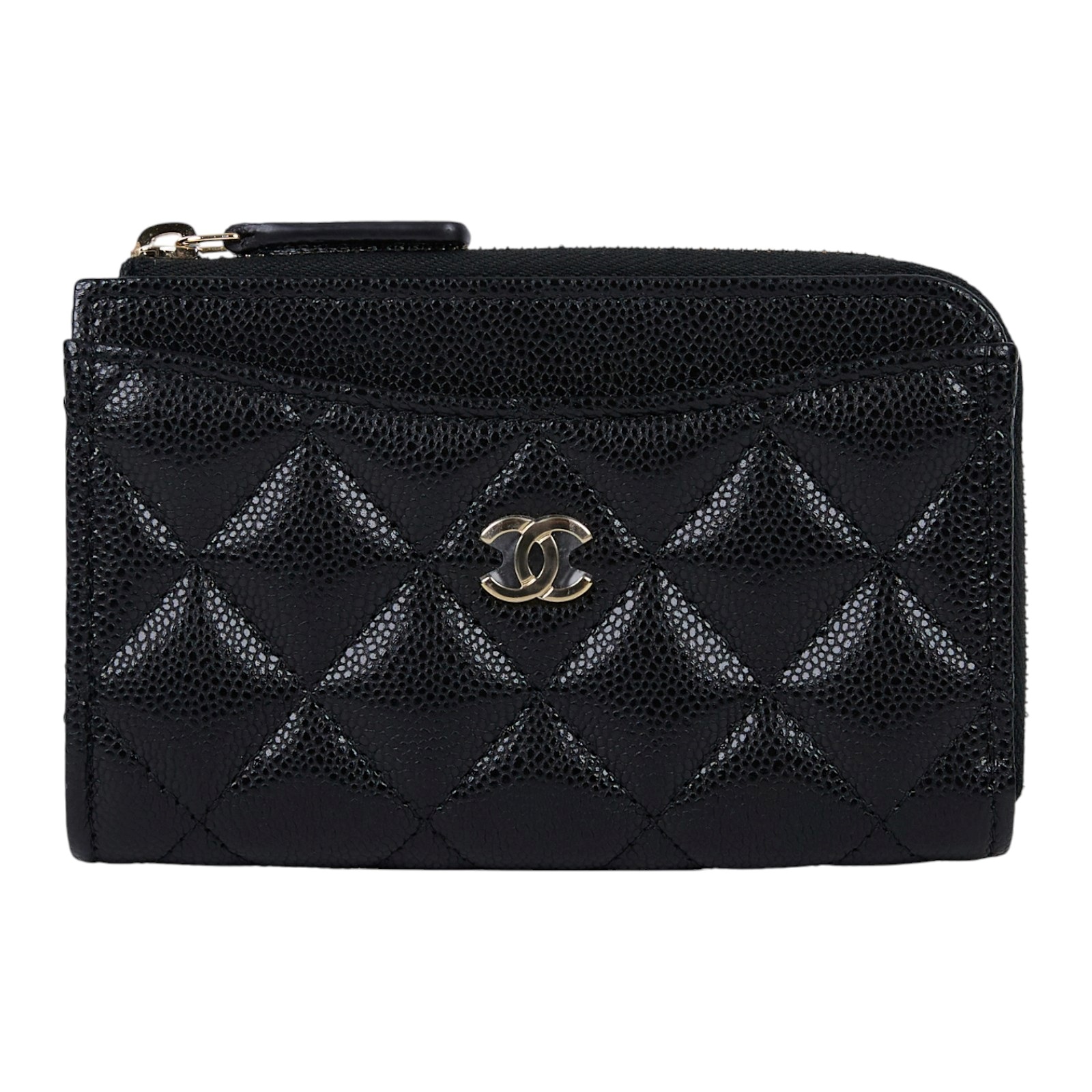 香奈兒 CHANEL CC logo 菱格紋 拉鍊 卡夾 零錢包 AP3179 B10583 晶片款 黑荔枝L拉鍊卡包 原廠盒子/購買證明影本