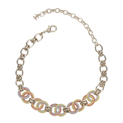 香奈兒 CHANEL CC LOGO 項鍊 A23 C 淡金5雙C彩鑽項鍊 原廠盒子/內襯