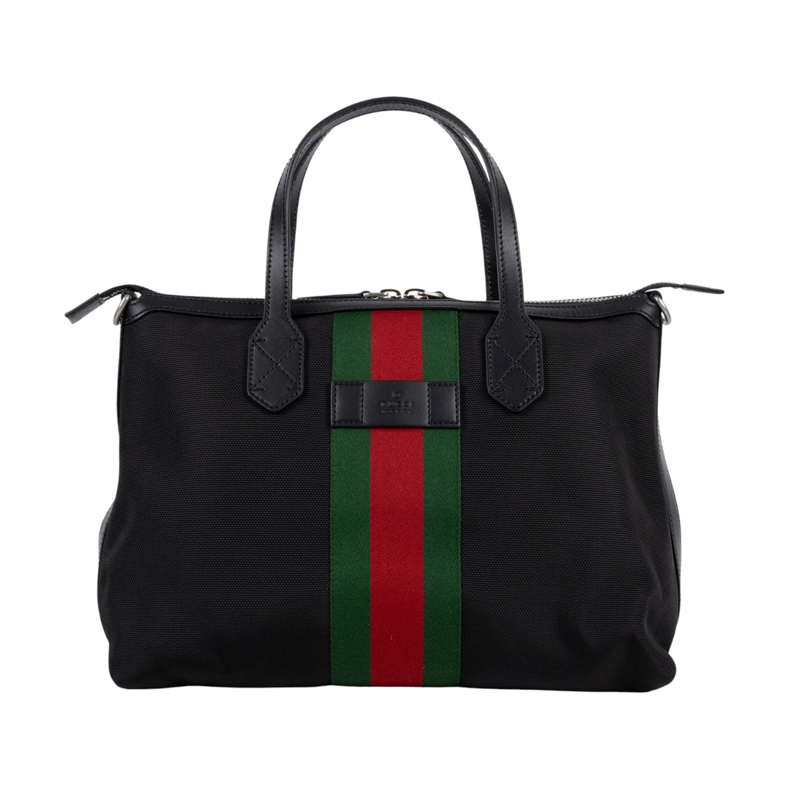 古馳 GUCCI 紅綠織帶 手提包 肩背包 630923 KWT7N 黑帆布2WAY包 防塵袋/購買證明/背帶