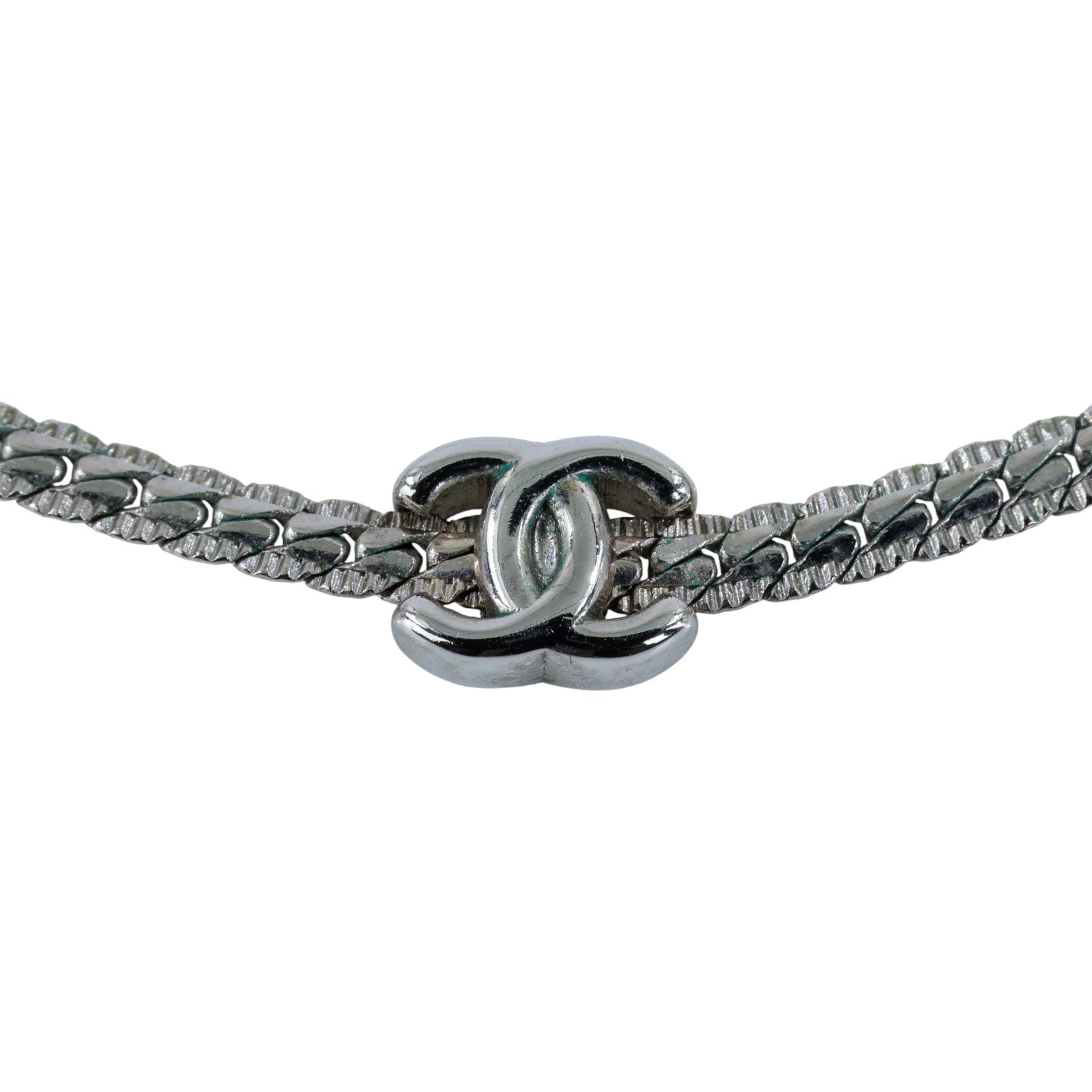 香奈兒 CHANEL CC LOGO choker 項鍊 ABE255 B18058ABE255/A24B 銀色7P LOGO項鍊 原廠盒子/購買證明影本