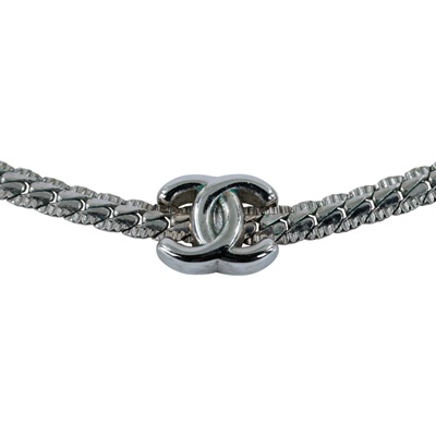 香奈兒 CHANEL CC LOGO choker 項鍊 ABE255 B18058ABE255/A24B 銀色7P LOGO項鍊 原廠盒子/購買證明影本