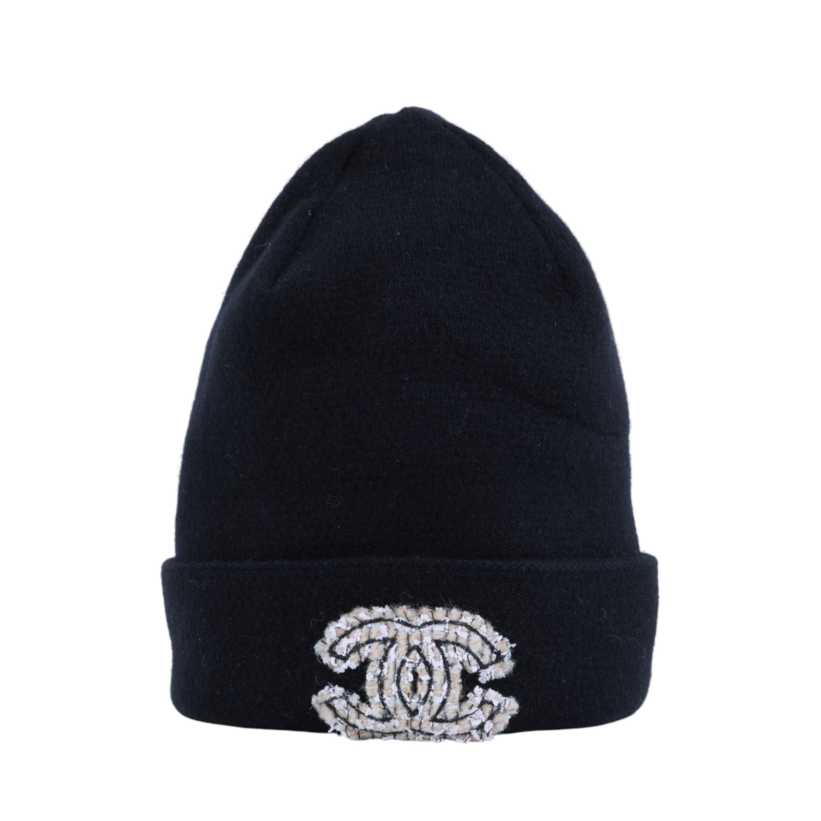 香奈兒 CHANEL CC LOGO Cloche 毛帽 針織帽 帽子 AA8630 B09336 黑毛帽 影印購買證明