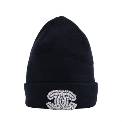 香奈兒 CHANEL CC LOGO Cloche 毛帽 針織帽 帽子 AA8630 B09336 黑毛帽 影印購買證明