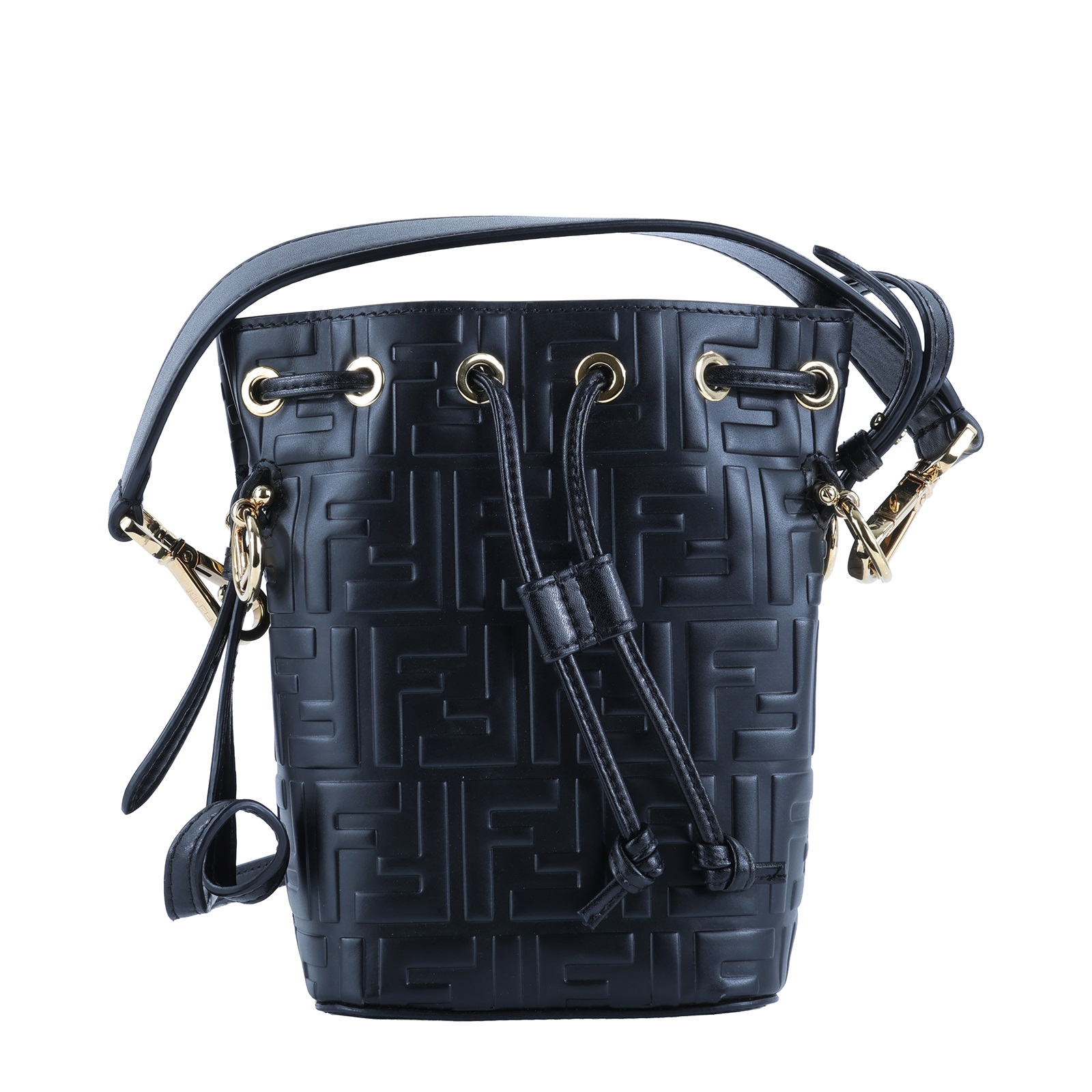 芬迪 FENDI Mon Tresor 皮革 迷你 手袋 8BS010A3ZG 黑FF水桶包MINI 防塵袋