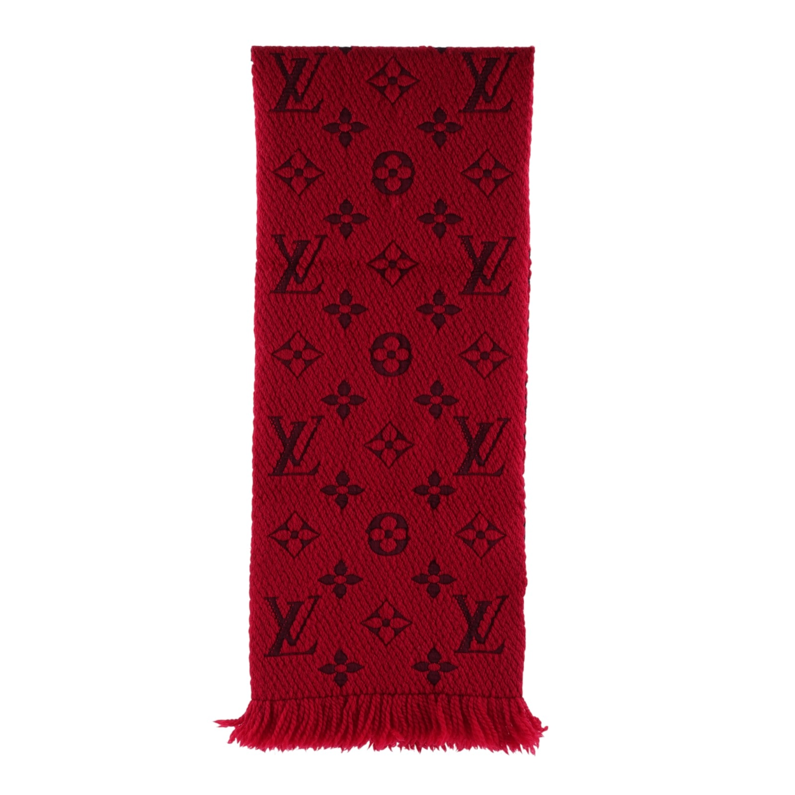 路易威登 LOUIS VUITTON Mania LOGO 老花 圍巾 M72432 紅色LOGO圍巾 原廠盒子