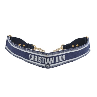 迪奧 CHRISTIAN DIOR 可調式肩背帶附金屬環 S8553CBTE 藍刺繡LOGO背帶 無附屬品