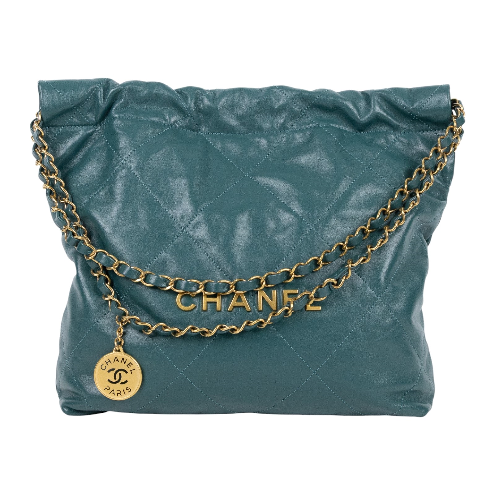 香奈兒 CHANEL 22 小型 束口包 AS3260 B08037 晶片款 綠金22包 小號 原廠盒子/防塵袋/購買證明