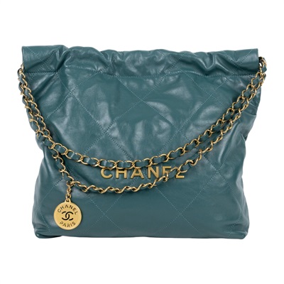 香奈兒 CHANEL 22 小型 束口包 AS3260 B08037 晶片款 綠金22包 小號 原廠盒子/防塵袋/購買證明