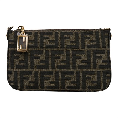 芬迪 FENDI Baguette FF布料 飾鏈 手拿包 8BS073AD23 帆布FF麻將包 防塵袋