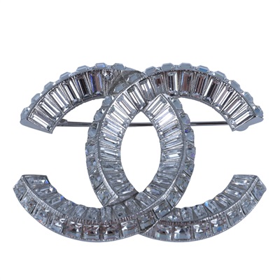 香奈兒 CHANEL CC LOGO 胸針 F24/V 雙C方形水鑽胸針 無附屬品
