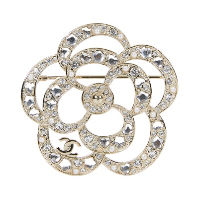 香奈兒 CHANEL CC LOGO 胸針 F25/P 山茶花胸針 原廠盒子/防塵袋