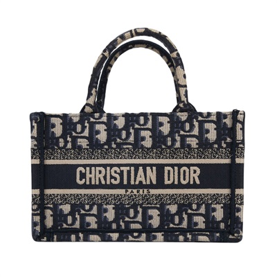 迪奧 CHRISTIAN DIOR Book Tote 迷你 手提 肩背 托特包 藍色 米色 S5573CRIW 藍刺繡Book Tote 迷你托特包 背帶