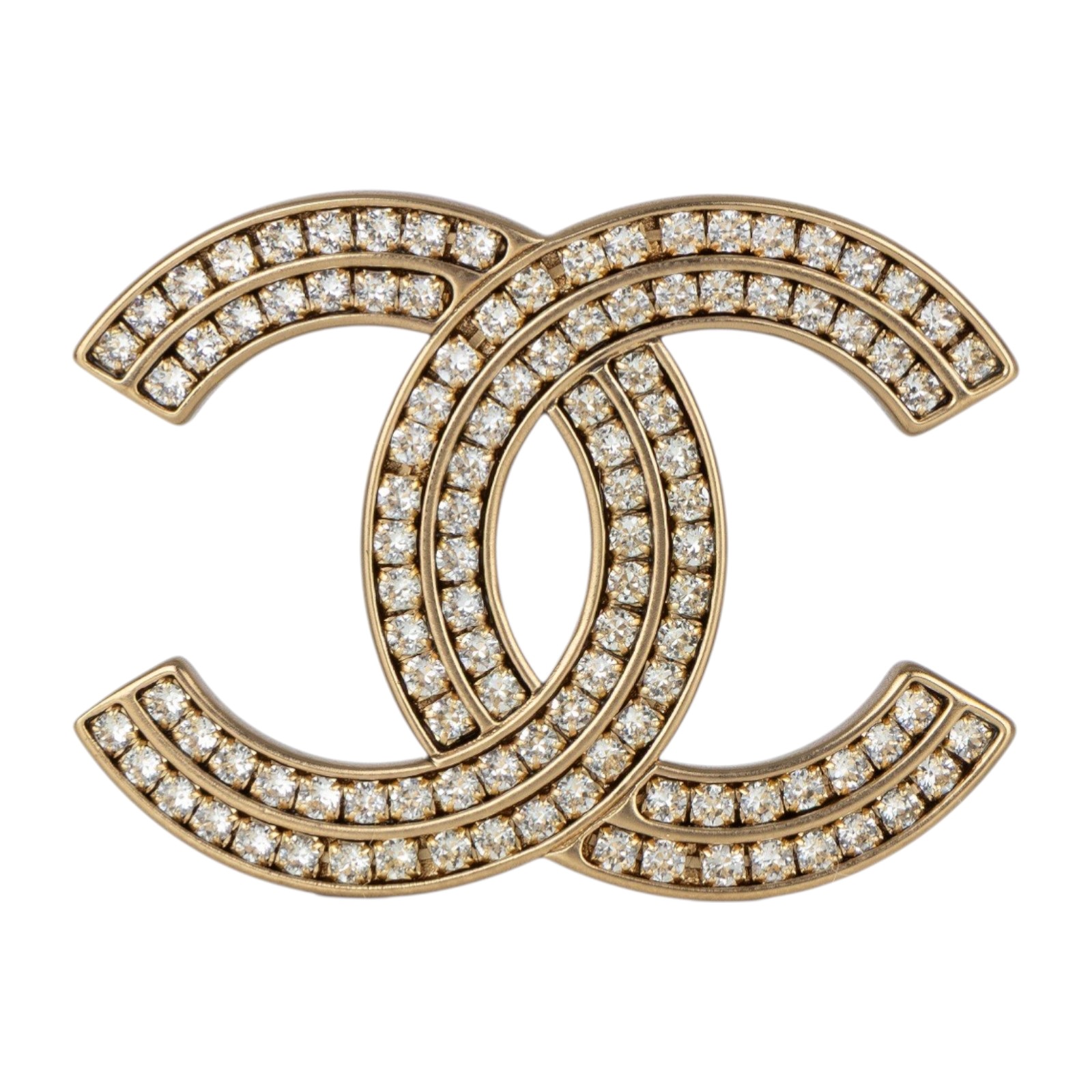 香奈兒 CHANEL CC LOGO 胸針 A21C 雙排水鑽雙C胸針 原廠盒子