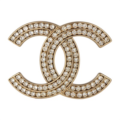 香奈兒 CHANEL CC LOGO 胸針 A21C 雙排水鑽雙C胸針 原廠盒子