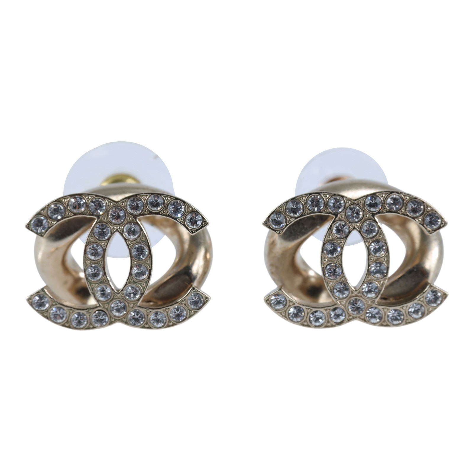 香奈兒 CHANEL CC LOGO 耳環 耳釘 A22S 水鑽雙C耳環 原廠盒子