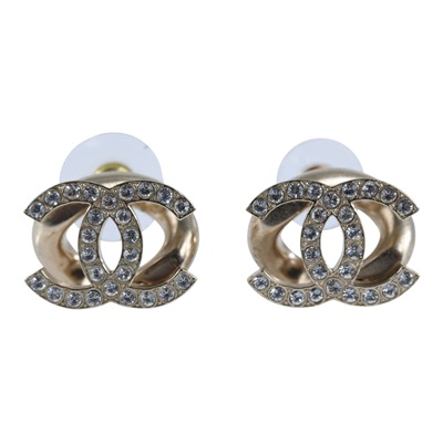 香奈兒 CHANEL CC LOGO 耳環 耳釘 A22S 水鑽雙C耳環 原廠盒子