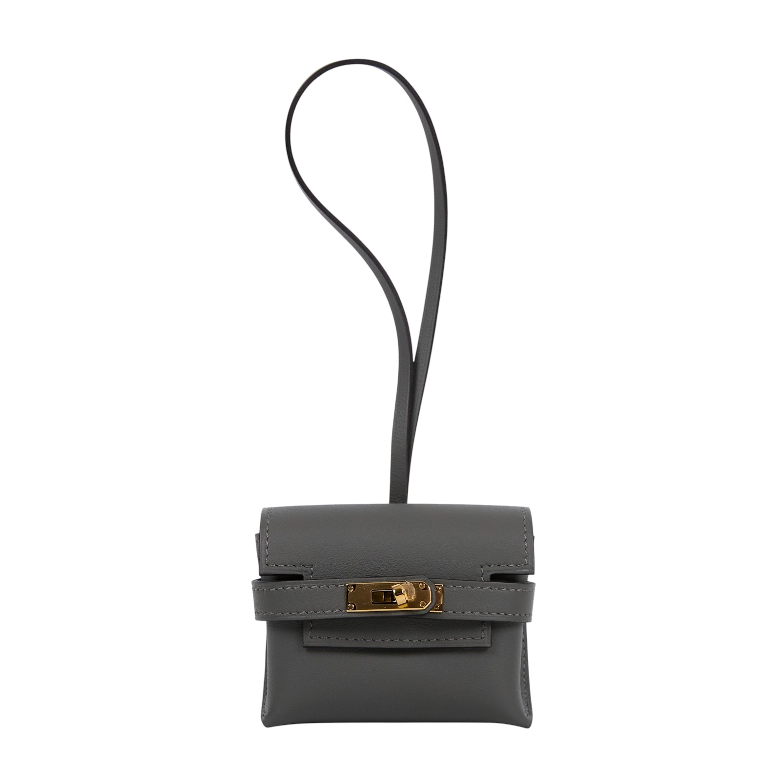 愛馬仕 Hermes Kelly Festival 吊飾 包掛 H084665 KAS704HP K刻灰金AirPods 保護套 原廠盒子/防塵袋