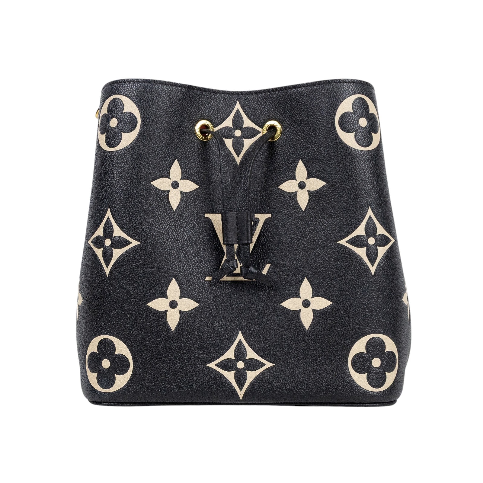 路易威登 LOUIS VUITTON NéoNoé MM 皮革 肩背 水桶包 黑色/奶油色 M45497 晶片款  原廠盒子/防塵袋/購買證明