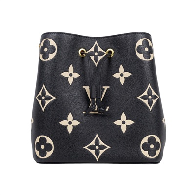 路易威登 LOUIS VUITTON NéoNoé MM 皮革 肩背 水桶包 黑色/奶油色 M45497 晶片款  原廠盒子/防塵袋/購買證明