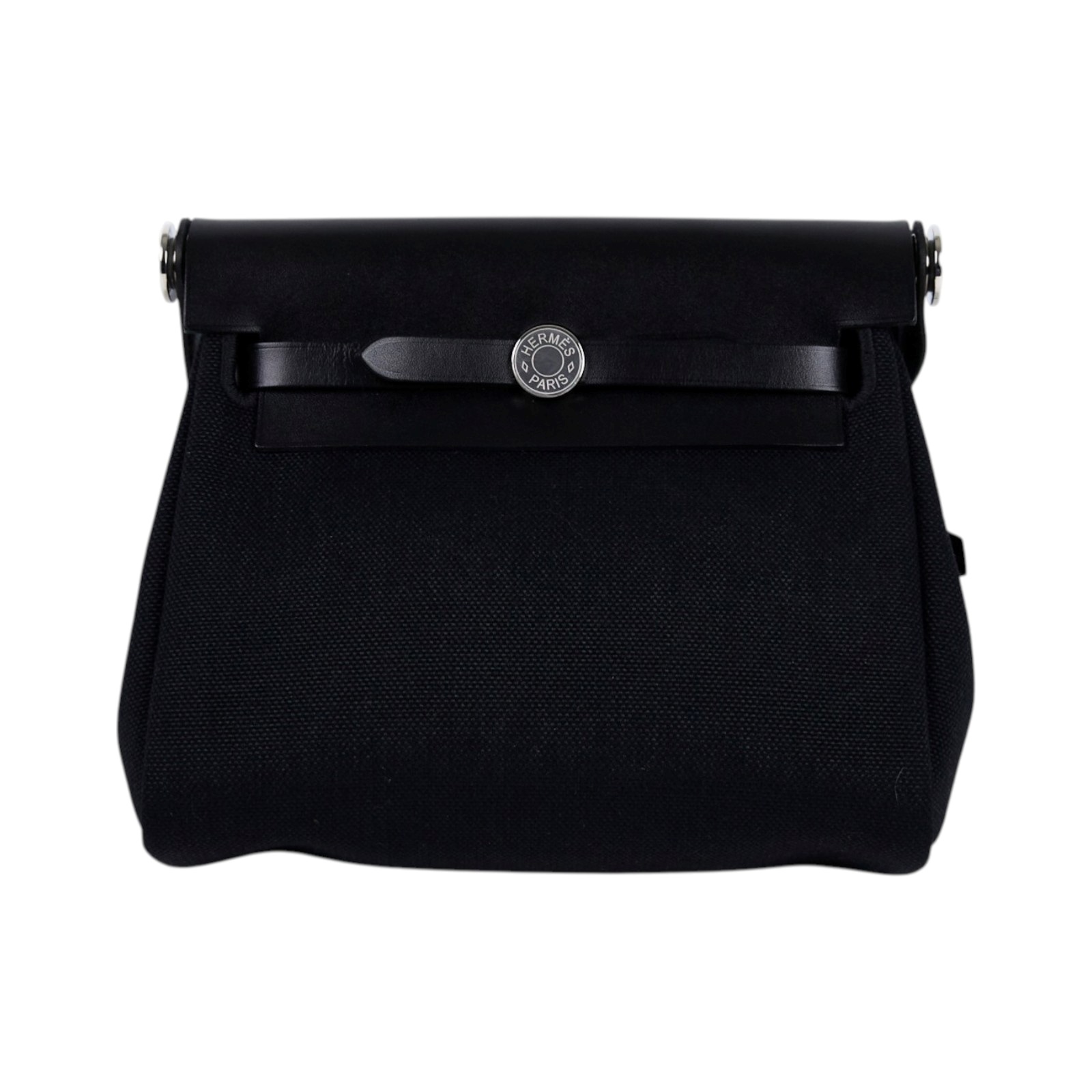 愛馬仕 Hermes Herbag Zip 20 HER20 W刻 黑銀扣帆布HER BAG 20 原廠盒子/防塵袋