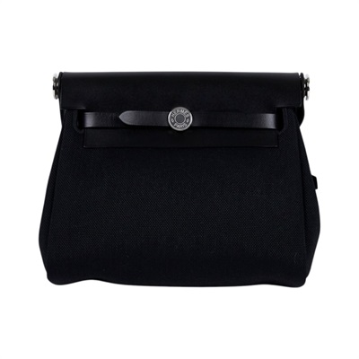愛馬仕 Hermes Herbag Zip 20 HER20 W刻 黑銀扣帆布HER BAG 20 原廠盒子/防塵袋