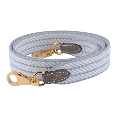 愛馬仕 Hermes Sangle Cordage 25 mm 肩帶 冰川藍 珍珠灰 大象灰 H085711CCAH105 KSA  原廠盒子/防塵袋