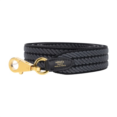 愛馬仕 Hermes Sangle Cordage 25 mm 肩帶 黑色 霧霾灰 H085711CCAE105 KSA K刻黑灰編織背帶 原廠盒子/防塵袋