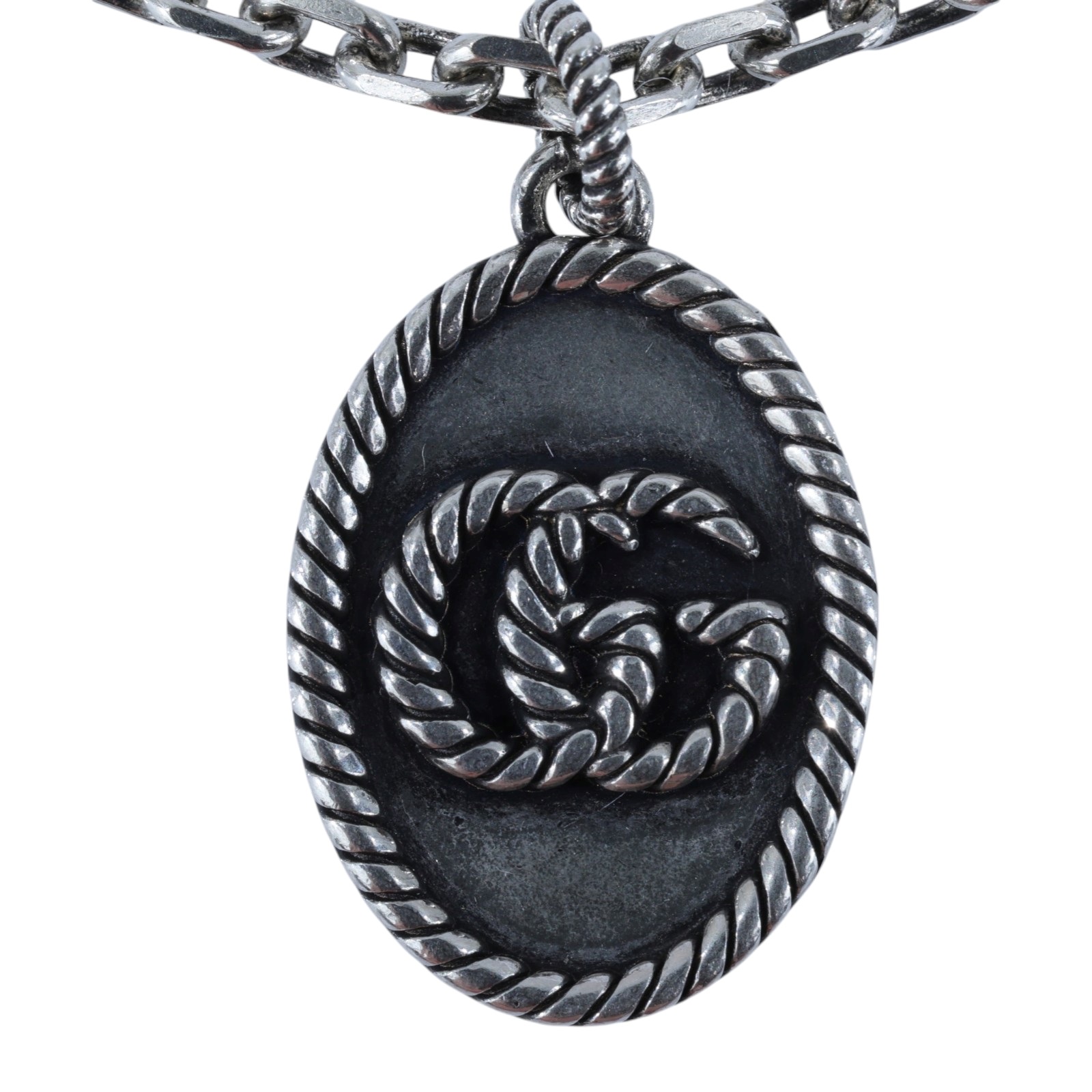 古馳 GUCCI GG Interlocking G 項鏈 632540 J8400 橢圓GG銀飾項鍊 原廠盒子/購買證明