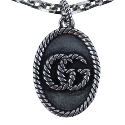 古馳 GUCCI GG Interlocking G 項鏈 632540 J8400 橢圓GG銀飾項鍊 原廠盒子/購買證明