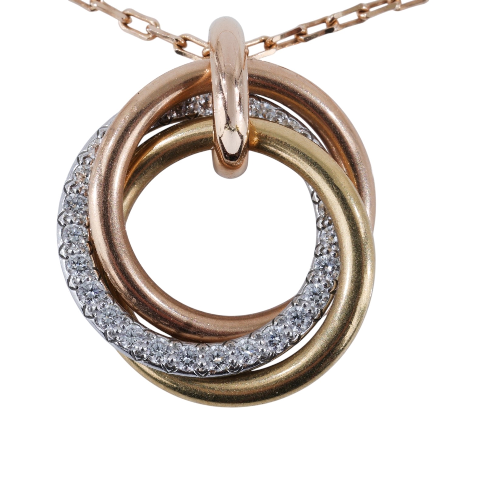 卡地亞 CARTIER Trinity 項鍊 B7224586 K18 TRINITY 頸鏈 帶鑽 原廠盒子2/保書/購買證明